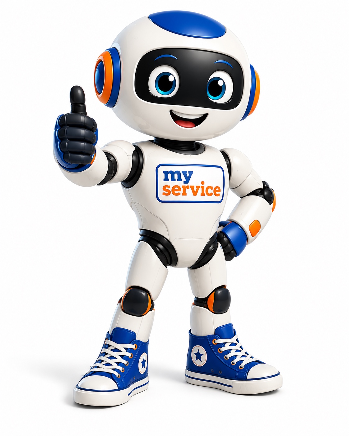 Mascote My Service fazendo positivo
