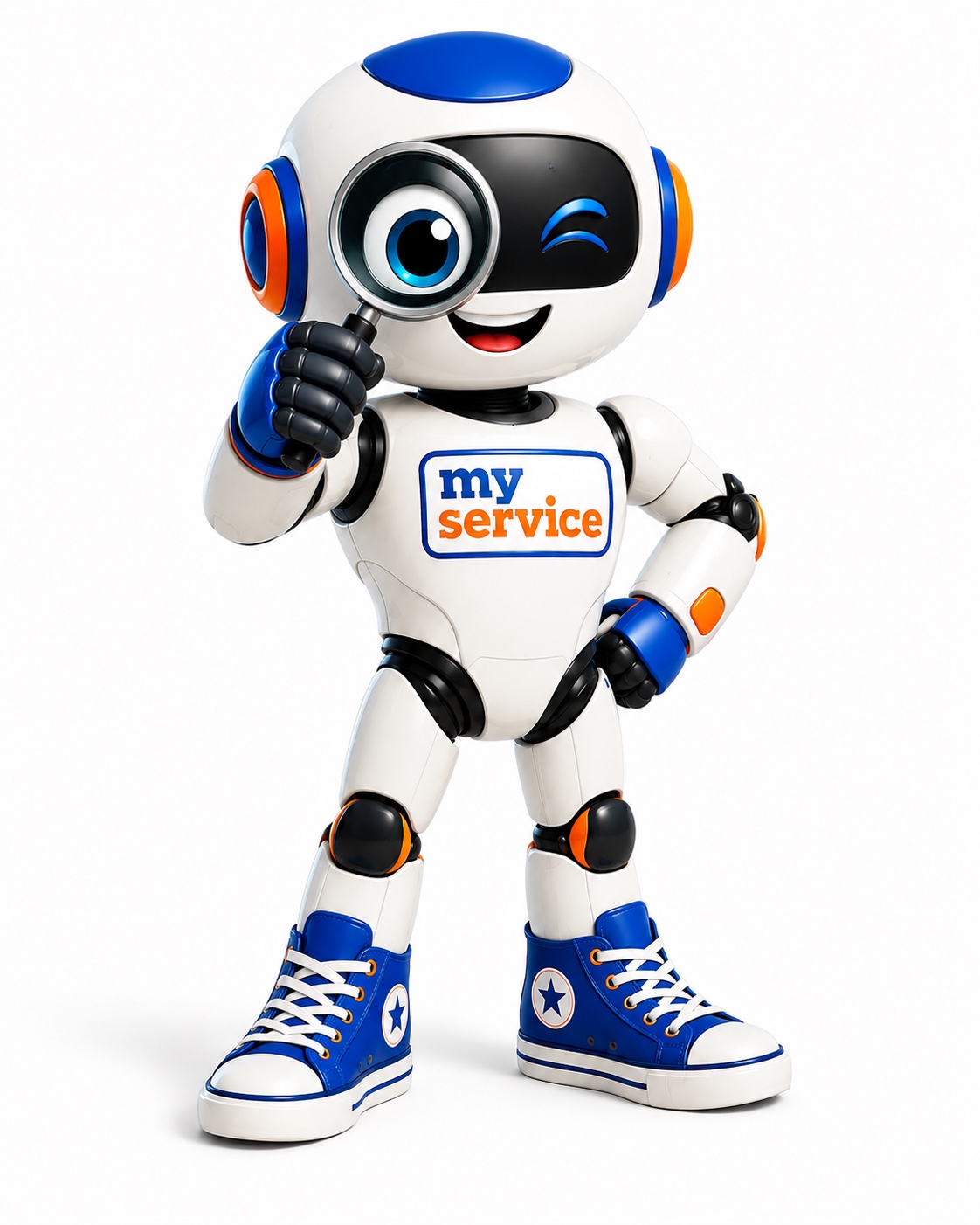 Mascote My Service com lupa